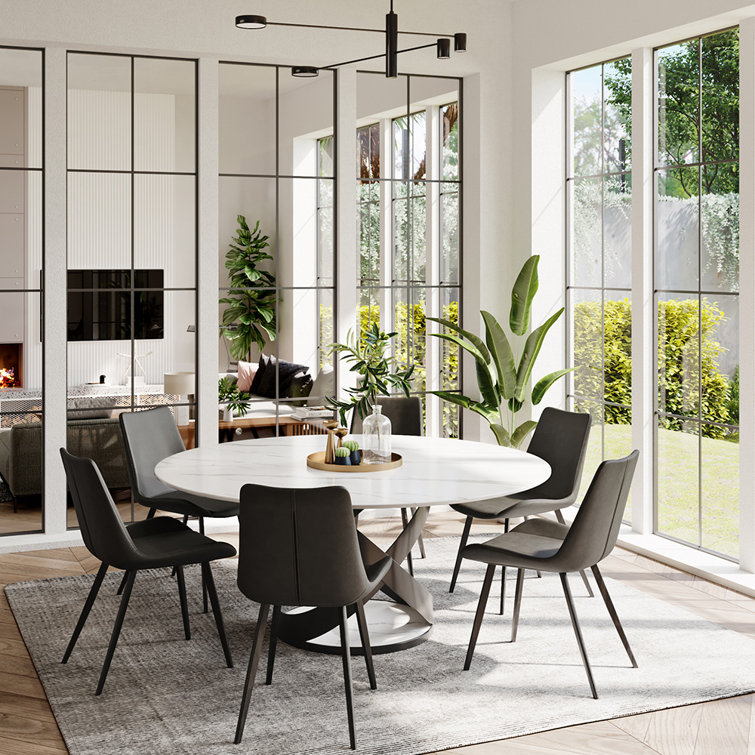 White dining table clearance with black chairs